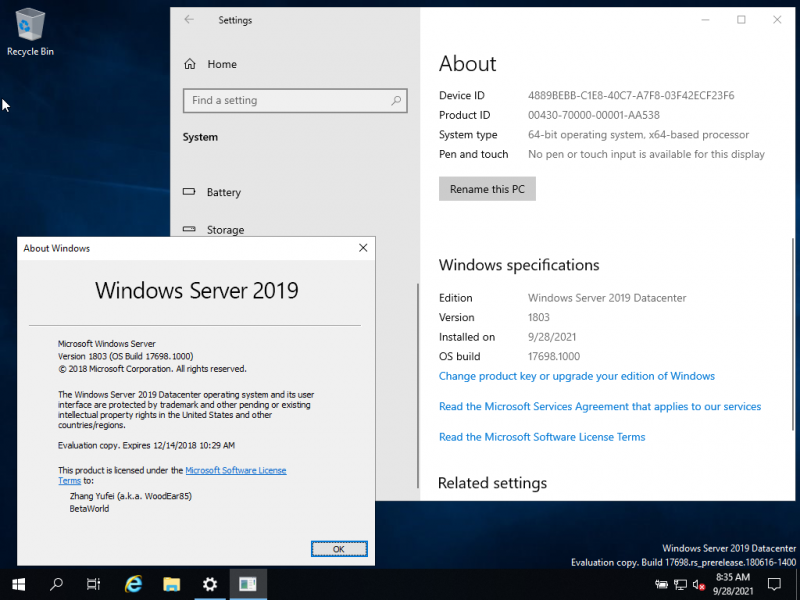 文件:Windows Server 2019 10.0.17698.1000.rs prerelease Version.png.png