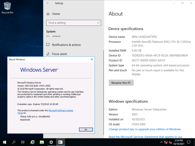文件:Windows Server 2019 10.0.17643.1000.rs prerelease Version (GUI).png