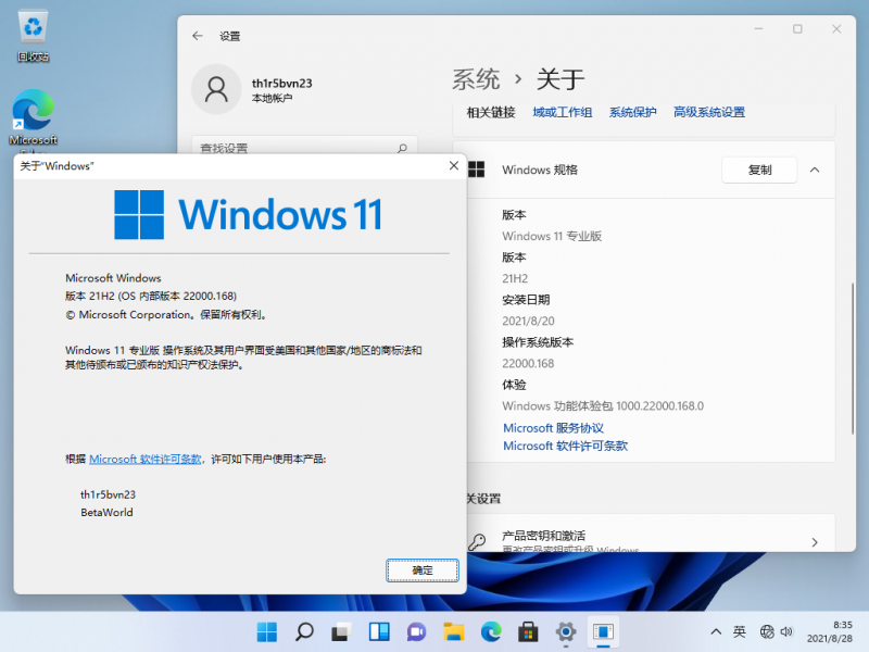 文件:Windows 11-10.0.22000.168-Version.png